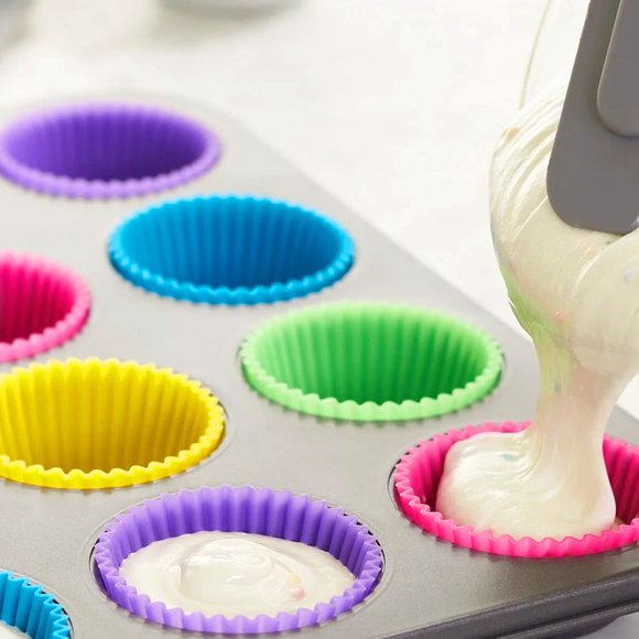 24-Pack: Multicolored Reusable Silicone Baking Cups Liner For Cupcakes & Muffins - Picture 6 of 7